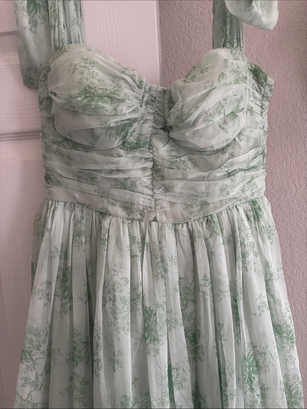 Petal & Pup Mint Green Floral Maxi Dress with Tie Straps - Picture 2 of 4